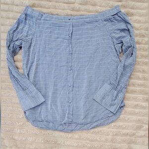 Blue Striped Button-Up Shirt